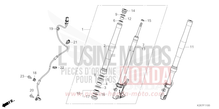 GABEL, VORNE von MSX GROM A MAT GUNPOWDER BLACK METALLIC (NH436) von 2022